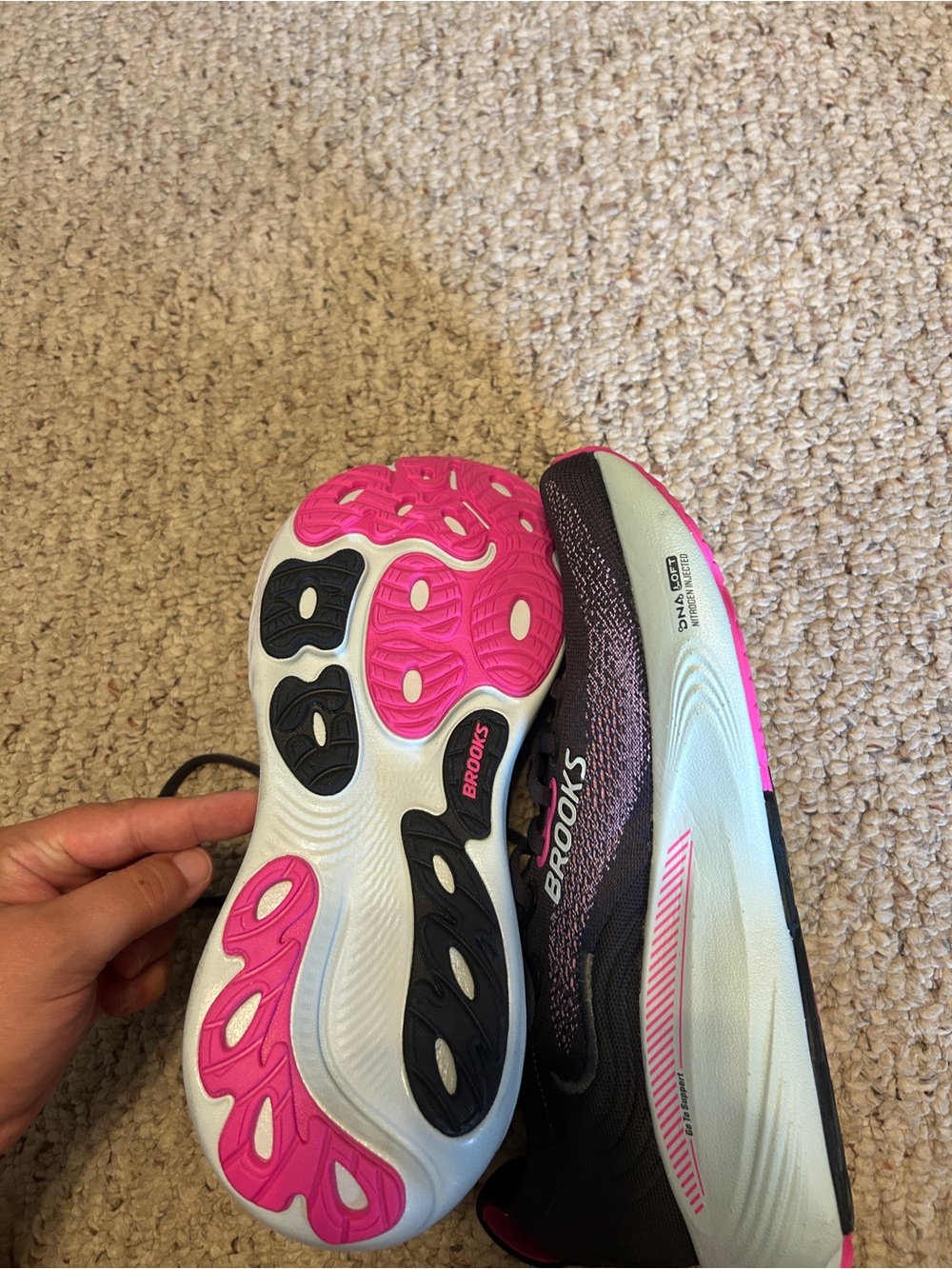 Brooks Women's Black and Pink Adrenaline GTS Running Shoes - Picture 3 of 6